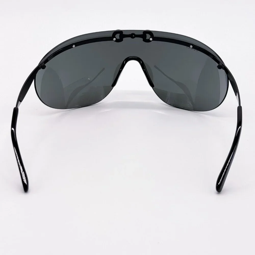 NEW AUTHENTIC GUCCI GG1656S 001, BLACK METAL OVERSIZED MASK SUNGLASSES GUCCI